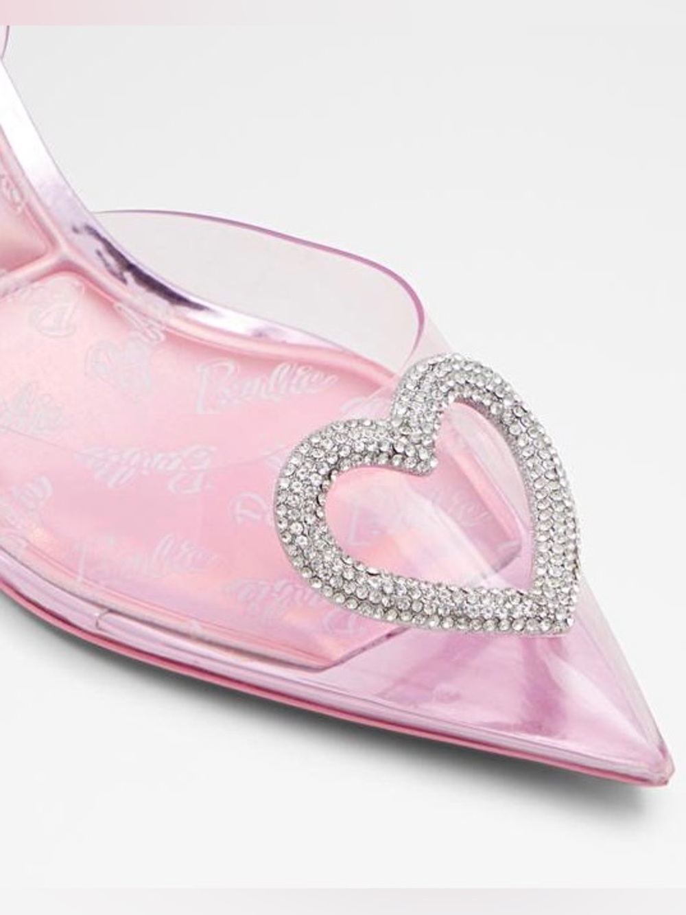ALDO × Barbie Slingback Heels in Clear Pink with Crystal Heart Gems - Picture 11 of 11